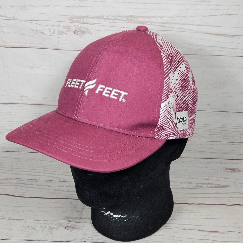 Boco Gear Fleet Feet Running Cap Men's Adjustable Maroon White Perforated Mesh